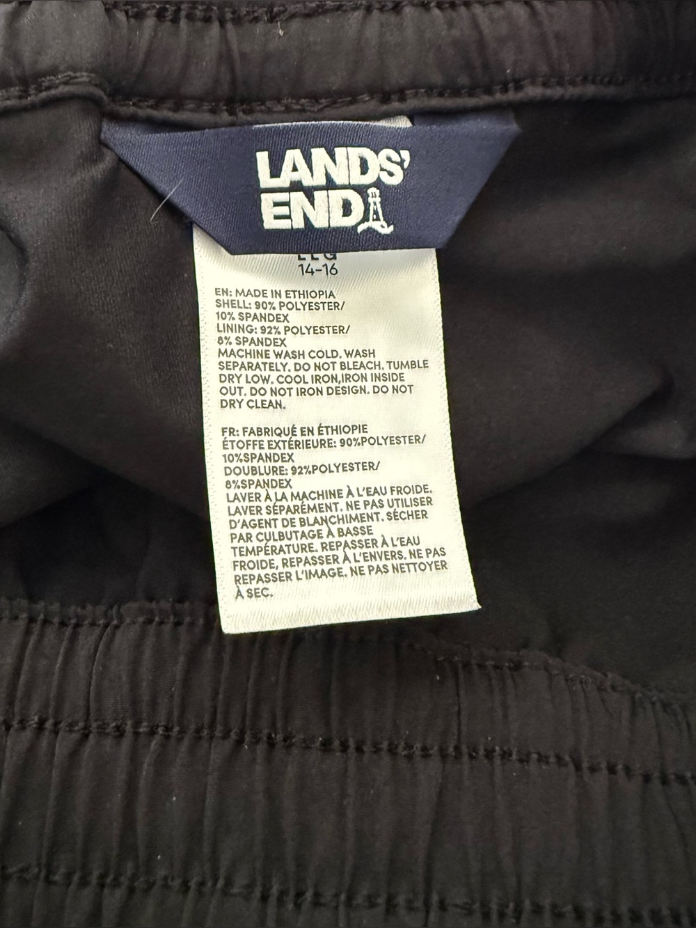 NWT LANDS' END Women L XL 14 16 BOARD SHORTS Swim Surf Beach Panty BLACK - Picture 8 of 8